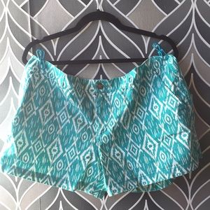 Teal & white cotton Shorts